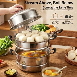 AGNES-3 Layer Steamer Stainless Steel cooking pots cookware steam high quality
