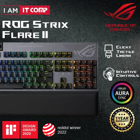 ASUS ROG Strix Flare II Animate Gaming Keyboard ROG NX Switches Red ...