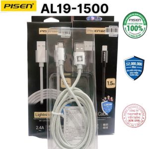 Dây sạc nhanh Pisen Aluminum Alloy 2.4A Braided 1500mm (LH-AL19-1500) USB-A to L dây dù chống rối hàng chính hãng