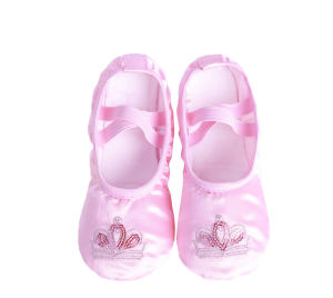 LOLANTA Girls Pink Satin Ballet Shoes Women Soft Bottom Embroidered Sequins Gymnastics Shoes
