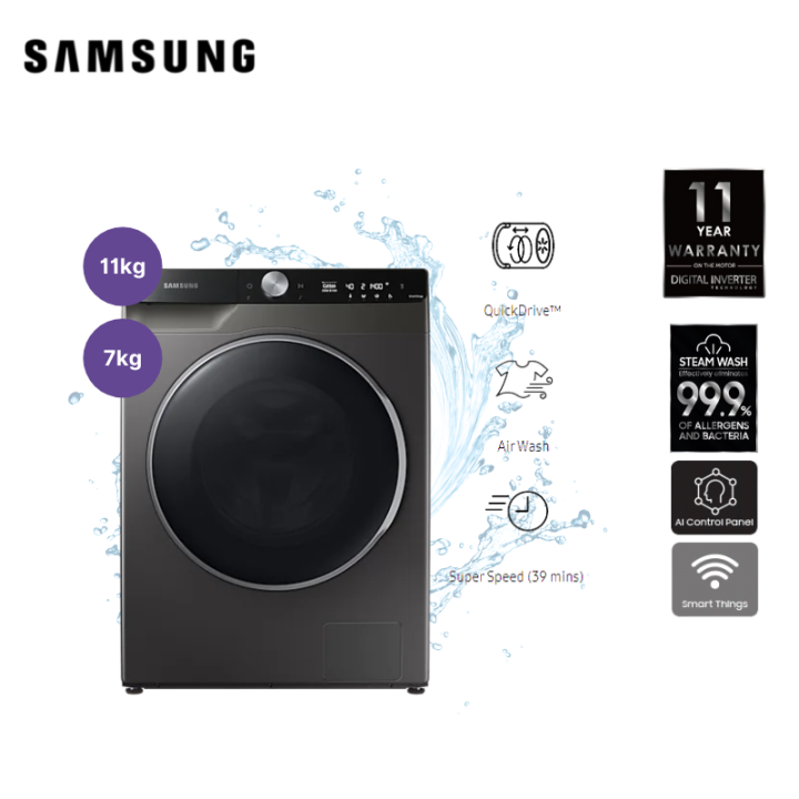 Samsung 11KG Wash & 7KG Dry Front Load Washer Dryer with AI Ecobubble