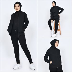 Jaket Sweater Zipper Comfy Wanita Premium Bahan Diamond Knitt Tebal
