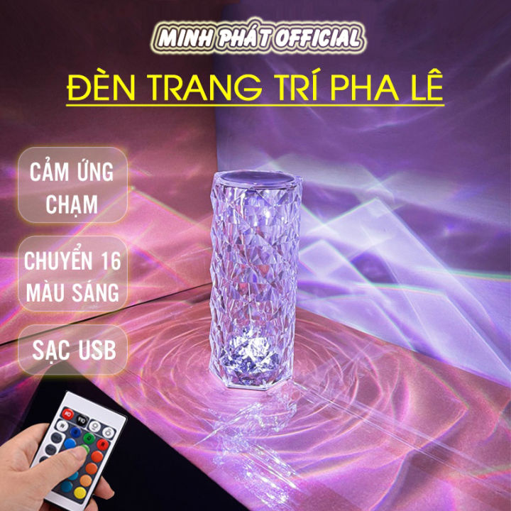 Đèn Ngủ Pha Lê Hình Trụ Cảm Biến 16 Màu, Đèn Ngủ Pha Lê Cảm Ứng Ánh ...