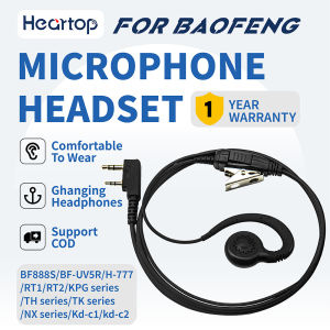 For Kenwood/WLN/Cignus/Baofeng radio earpiece 2 Pin wire in-Line Mic/PTT Swivel Earpiece Earphone Headset HandsFree Headphone