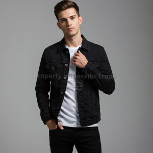 Jaket Denim Pria Slimfit Hitam Model Keren Kekinian Bahan Tebal Premium Cocok untuk Gaya Casual
