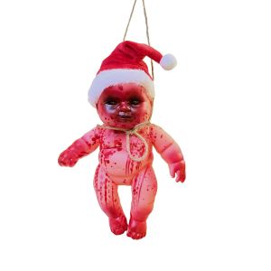 SIRENXI Mô phỏng Búp bê trẻ sơ sinh Kinh Dị Halloween Có mũ Với vết máu mô phỏng Búp bê Zombie Đồ dùng cho bữa tiệc Nhựa Búp bê ma Halloween Đạo cụ ngôi nhà ma ám