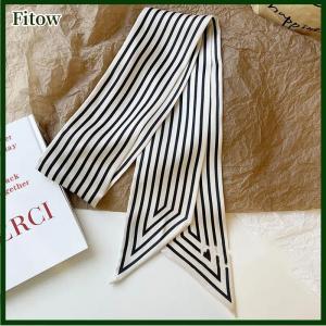 Fitow Headband Wraps Female Neckerchief Stripe French Korean Style Small Long Scarf Hair Accessories Bag Decor