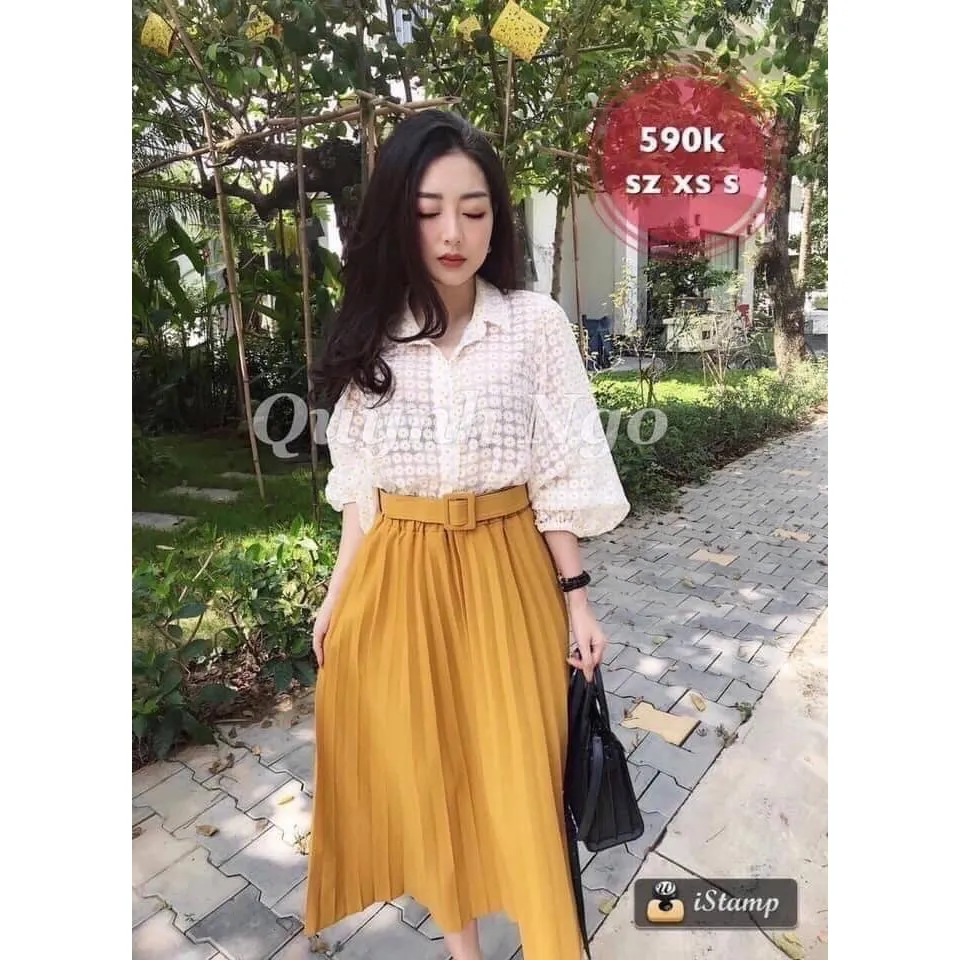 ORDER] Chân váy xếp ly lụa satin màu vàng gold cực độc V075 | Shopee Việt  Nam