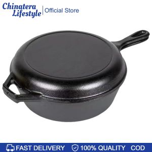 Iron Fried Egg Pan with Handle Skillet Pre-seasoned Fry Pan for Frying Baking Grilling Indoor Outdoor Cooking