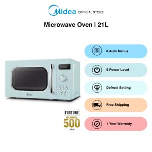 Midea AM820C2RA Light Retro Green Quick Defrost Microwave Oven 21L