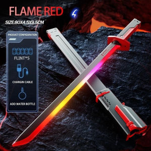 Colorful Streamer Glowing Sparkblade Sword Toys with Spark & Smoke Effect Light Sword Collectible Cosplay Toy Katana