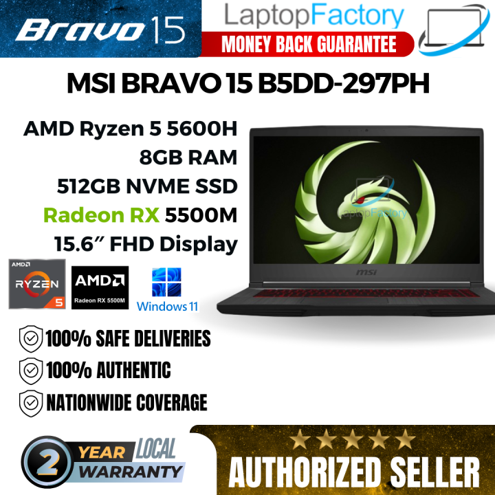 Amd Ryzen 5500m 8gb MSI Bravo 15 B5DD-297PH AMD Ryzen 16GB RAM 512