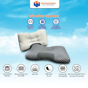 Gối bông công thái học êm ái mềm mại cho người gối đầu thấp người ngủ nghiêng