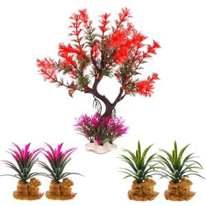 Aquariums Decoration Realistic Plastic Water Plant Simulation Moss Tree with Base for Various Fishtanks Landscape Display