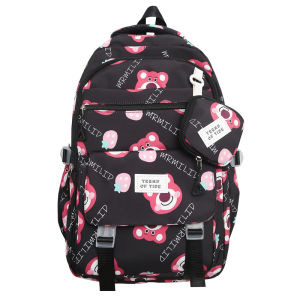 clu Lotso Strawberry Bear Backpack Student Large Capacity Lightweight Printing Fashion Female Cute Cartoon School Bag ulc