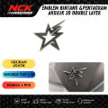 EMBLEM MOTOR LOGO BINTANG 3D TIMBUL BINTANG PETIR AKRILIK MIRROR SUDAH SAMA PEREKAT. 