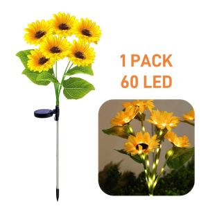 Auto Night Sensor Solar Sunflower Lamp IP65 Waterproof Garden Yard Path Simulation Flower Outdoor Decor Light