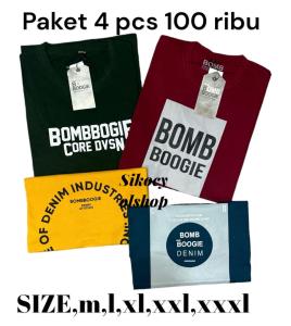 PAKET 4 100 KAOS DISTRO BANDUNG B.BOGIE T-Shirt kaos pria wanita kaos terlaris