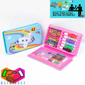 Klik-Beli Crayon Set 42 Pcs Pensil Warna Coloring Pencil Alat Lukis dan Menggambar Anak Krayon Set