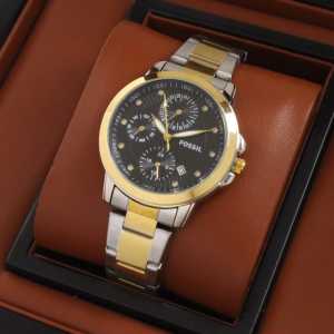 Box Exclusive Jam Tangan Fos Bulat Chrono Variasi VA-729RA / Jam Tangan Fahion Wanita Tali Rantai Diameter 38 cm