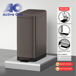 ACTIVEONE 10L/20L Stainless Steel Garbage Bin Trash Can Household For House Use Toilet Kitchen Living Room Soft Closing Lid Dustbin Tong Sampah Tandas - Fulfilled by ACTIVEONE