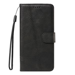 Line Leather Case For iPhone 16 15 14 13 Mini Pro Plus Max Flip Wallet Card Slot Leather Phone Book Cover