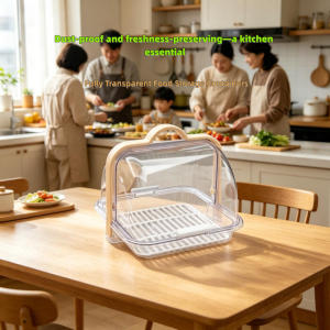 Food-Grade Plastic Safe Kitchen Countertop Portable Dust-Proof Plastic Pizza and Bread Storage Container with Roll-Up Lid