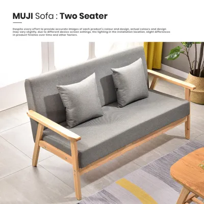 FREE INSTALLATION ! ! KENZZO: KENZZO – Muji Style Wooden Sofa (1 / 2 / 3 Seater)/ Solid Wood Frame sofa
