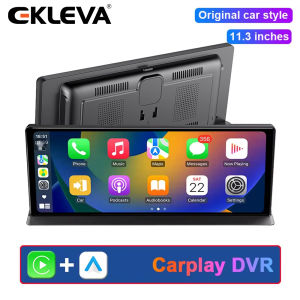 EKLEVA 11.3" Dash Cam Rearview mirror Car DVR Wifi wireless Carplay & Android Auto Dual Lens Video Recorder Dashboard camera