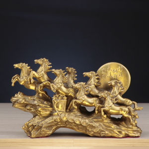 Tượng bát mã bằng đồng phong thủy dài 22cm cao 13cm nặng 1.4kg
