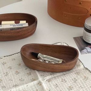 Wooden Bread basket Storage Tray Organizer Solid Wood Box Aesthetic Desktop Decor & Entryway Tidy