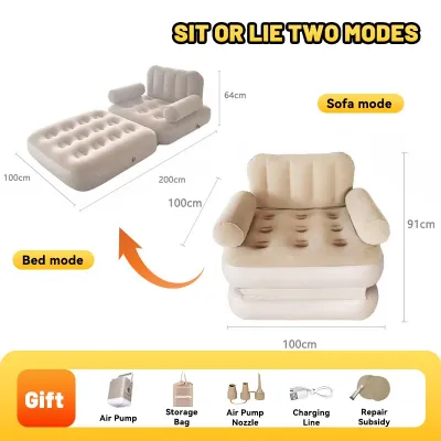 MODOFO Inflatable Sofa Lounge Chair Lazy Sofa Bed Foldable Portable Beds Double Single