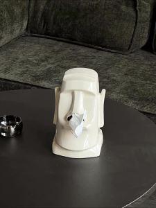 Tissue for Home Use Easter Island Moai Statue Multi-Functional Headphone Holder with Built-in Spring Large Capacity Desktop Tissue