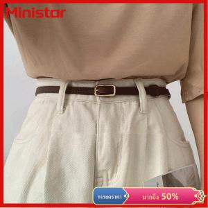 Ministar เข็มขัดหนัง PU สไตล์ฝรั่งเศสย้อนยุคสำหรับผู้หญิงที่ใส่ได้ทั้งชายและหญิงเข็มขัดหรูหราเข็มขัดกางเกงยีนส์สำหรับผู้ชายเข็มขัดบาง