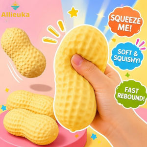Allieuka Peanut Stress Ball Set Crunchy Squeeze Squishy Sensory Toy Soft TPR Fidget ASMR Gift