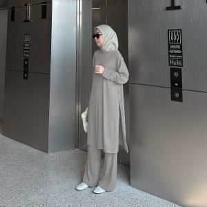 SABRINA FASHION-Eura Oneset Celana 2in1 Wanita Remaja Fashion Muslim Bahan Snowy Knit allsize fit to M-L