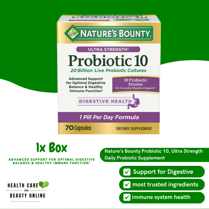 Nature's Bounty Ultra Strength Probiotic 10 Digestive Health 70 ...