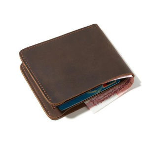 BANYANU 100% Cow Genuine Leather Wallet Simple Design Small Card Holder Purse for Men