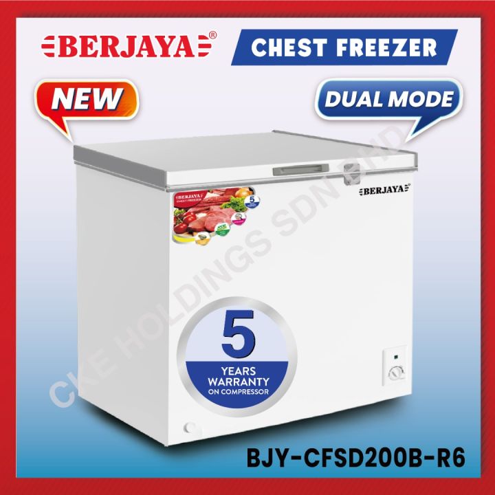 Berjaya Premium 160l Dual Chest Chiller Freezer Bjy Cfsd200b R6 White 5 Years Compressor 0685