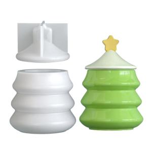 Multifuntional Christmas Star Jar Silicone Mold with Lid for Epoxy Resin Crafts Gift Box Making and Home Decorating