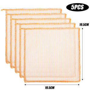 5/10ชิ้นผ้าเช็ดจานมหัศจรรย์แบบหนาไม่ขีดข่วนมีสองชั้นลวดทองสองชั้นผ้าเช็ดจานล้างหม้อเศษผ้าสำหรับห้องครัวผ้าเช็ดทำความสะอาด