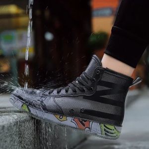 Men Rain Boots Fashion Trendy Nude Boots Anti-skid Work Chef Shoes Durable Waterproof Rubber Fishing Shoes Male Sneakers 2023New
