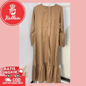 Gamis Wanita Panjang Zipper Mewah Kondangan Lebaran Gamis Moscrepe Fashion Muslim Nyaman - XELLEA
