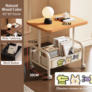 Bedside Table With Wheels Bedroom Storage Trolley Nordic Heavy Duty Bed Side Rack Aesthetic Vintage Small Cart Simple Coffee Table ready to ship