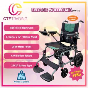 Lightweight Foldable Transport Electric Wheelchair  | Green  | 250W Motor | 6AH Lithium Battery | Smart Joystick Control