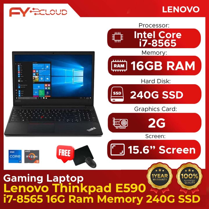 Lenovo Thinkpad E590 i7-8565 16G Ram Memory 240G solid state SSD 2G  inch Gaming Laptop Lazada PH
