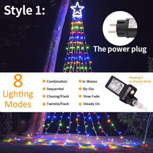 LED Star Waterfall Lights Christmas Decorations String Lights Lampu Solar Christmas Tree Ornaments