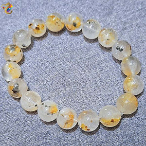 Premium Grade Natural Rare Pyrite Golden Healer Quartz Bracelet