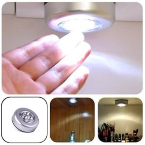 Mini 3 LED Battery Powered Touch Lamp Wireless Stick Push Light Wall Cabinet Camping Lampu Malam