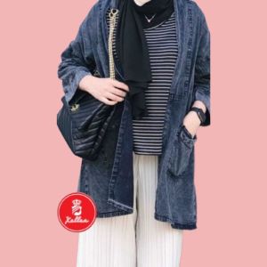 Cardigan Jeans Wanita Korean Style Norna Denim Outer 3/4 Blazer Simple – XELLEA